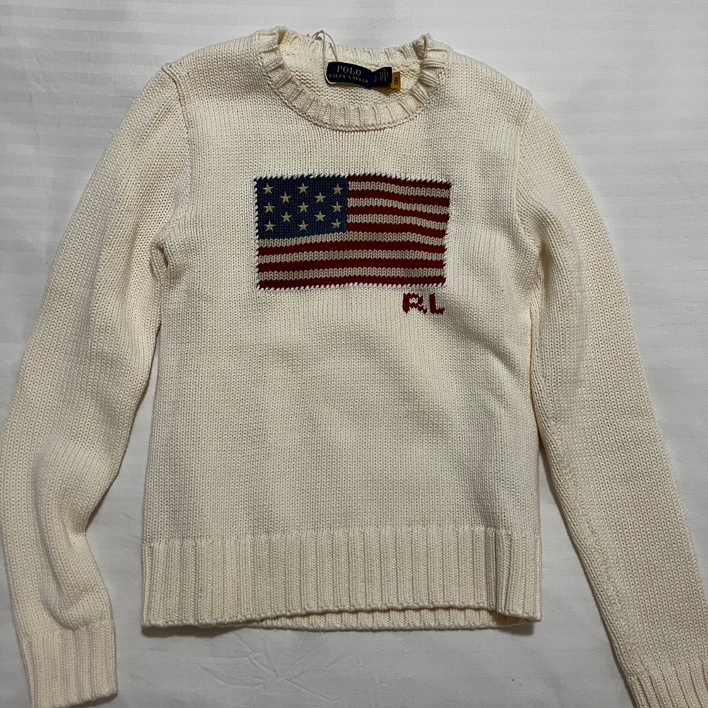 Cream American flag sweater from Ralph Lauren